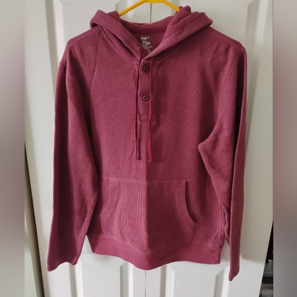 Gap Men's Burgundy Henley Hoodie